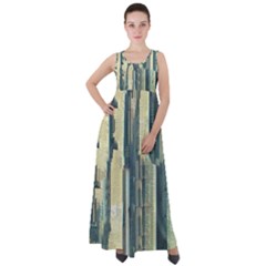 Illustrations Texture Abstract Buildings Empire Waist Velour Maxi Dress