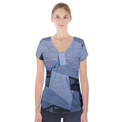 Abstract Modern Pattern Design Short Sleeve Front Detail Top by Pakrebo