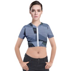 Abstract Modern Pattern Design Short Sleeve Cropped Jacket