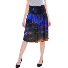 Landscape Sci Fi Alien World Midi Beach Skirt by Pakrebo