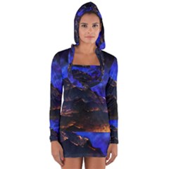 Landscape Sci Fi Alien World Long Sleeve Hooded T-shirt by Pakrebo