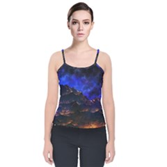 Landscape Sci Fi Alien World Velvet Spaghetti Strap Top by Pakrebo