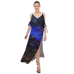 Landscape Sci Fi Alien World Maxi Chiffon Cover Up Dress by Pakrebo