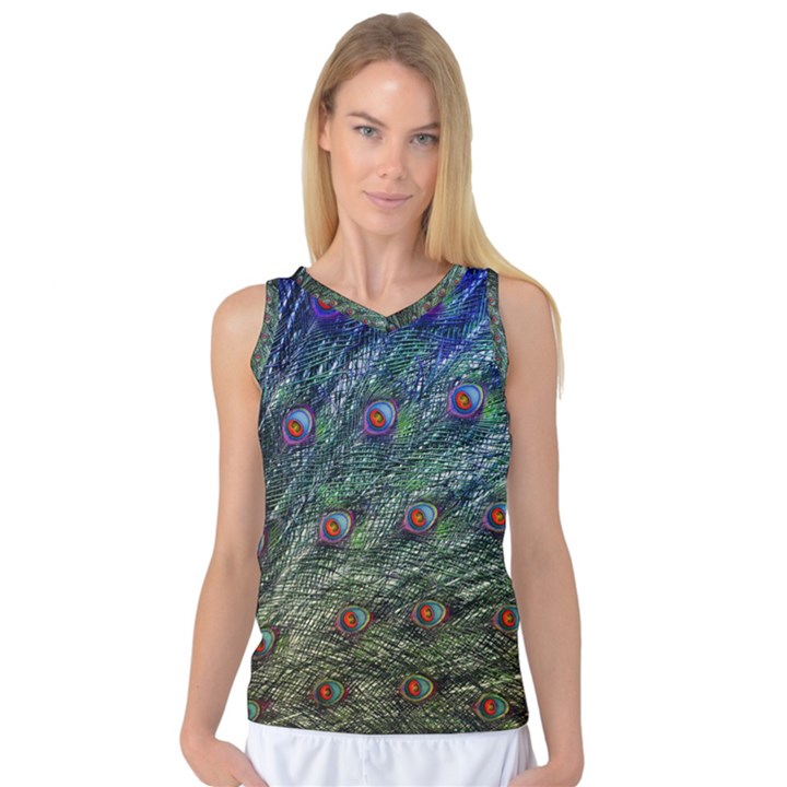 Peacock Feathers Colorful Feather Women s Basketball Tank Top