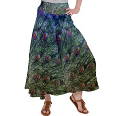 Peacock Feathers Colorful Feather Satin Palazzo Pants