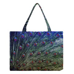 Peacock Feathers Colorful Feather Medium Tote Bag by Pakrebo