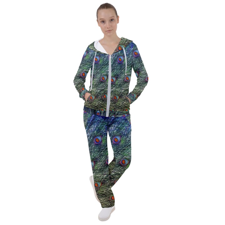 Peacock Feathers Colorful Feather Women s Tracksuit