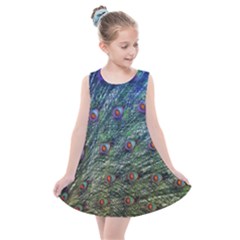 Peacock Feathers Colorful Feather Kids  Summer Dress by Pakrebo