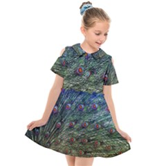 Peacock Feathers Colorful Feather Kids  Short Sleeve Shirt Dress