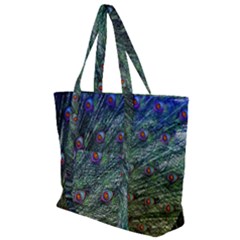 Peacock Feathers Colorful Feather Zip Up Canvas Bag