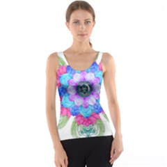 Lotus Flower Bird Metatron S Cube Tank Top by Pakrebo