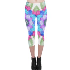 Lotus Flower Bird Metatron S Cube Capri Leggings  by Pakrebo