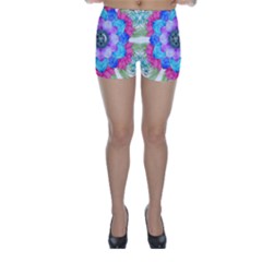 Lotus Flower Bird Metatron S Cube Skinny Shorts by Pakrebo