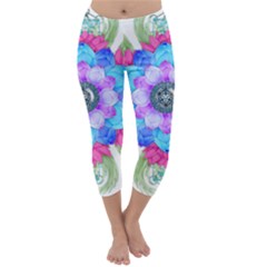 Lotus Flower Bird Metatron S Cube Capri Winter Leggings  by Pakrebo