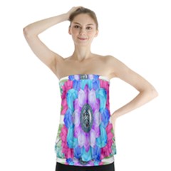 Lotus Flower Bird Metatron S Cube Strapless Top by Pakrebo