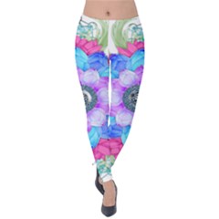 Lotus Flower Bird Metatron S Cube Velvet Leggings by Pakrebo