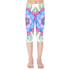 Lotus Flower Bird Metatron S Cube Kids  Capri Leggings  by Pakrebo