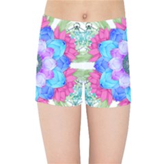 Lotus Flower Bird Metatron S Cube Kids  Sports Shorts by Pakrebo