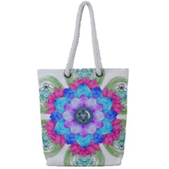 Lotus Flower Bird Metatron S Cube Full Print Rope Handle Tote (small) by Pakrebo