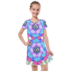 Lotus Flower Bird Metatron S Cube Kids  Cross Web Dress by Pakrebo