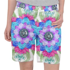 Lotus Flower Bird Metatron S Cube Pocket Shorts by Pakrebo