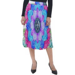 Lotus Flower Bird Metatron S Cube Classic Velour Midi Skirt 