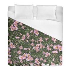 Pink Flowers Leaves Spring Garden Duvet Cover (full/ Double Size) by Pakrebo