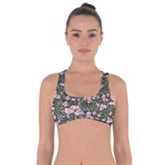 Pink Flowers Leaves Spring Garden Got No Strings Sports Bra by Pakrebo