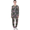 Pink Flowers Leaves Spring Garden Casual Jacket and Pants Set View1