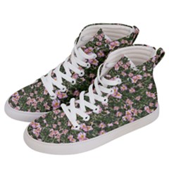 Pink Flowers Leaves Spring Garden Men s Hi-top Skate Sneakers by Pakrebo