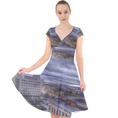 Ohio Supreme Court View Cap Sleeve Front Wrap Midi Dress