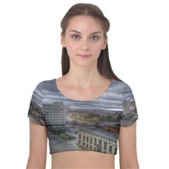 Ohio Supreme Court View Velvet Short Sleeve Crop Top  by Riverwoman