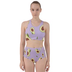 Avocado Green With Pastel Violet Background2 Avocado Pastel Light Violet Racer Back Bikini Set by genx