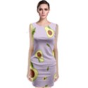 Avocado Green With Pastel Violet Background2 Avocado Pastel Light Violet Sleeveless Velvet Midi Dress View1