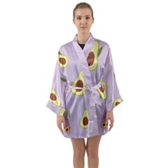 Avocado Green With Pastel Violet Background2 Avocado Pastel Light Violet Long Sleeve Kimono Robe by genx