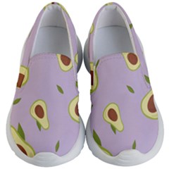 Avocado Green With Pastel Violet Background2 Avocado Pastel Light Violet Kids  Lightweight Slip Ons by genx