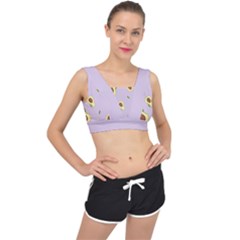 Avocado Green With Pastel Violet Background2 Avocado Pastel Light Violet V-back Sports Bra by genx