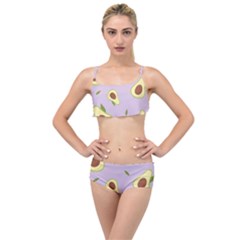 Avocado Green With Pastel Violet Background2 Avocado Pastel Light Violet Layered Top Bikini Set by genx