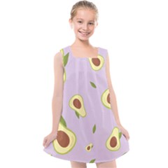 Avocado Green With Pastel Violet Background2 Avocado Pastel Light Violet Kids  Cross Back Dress by genx