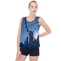 Navy Pier Chicago Bubble Hem Chiffon Tank Top by Riverwoman