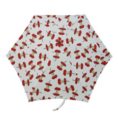 Red Apple Core Funny Retro Pattern Half On White Background Mini Folding Umbrellas by genx