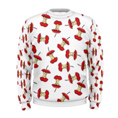 Red Apple Core Funny Retro Pattern Half On White Background Men s Sweatshirt by genx