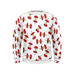 Red Apple Core Funny Retro Pattern Half On White Background Kids  Sweatshirt by genx