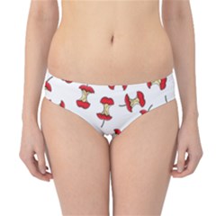 Red Apple Core Funny Retro Pattern Half On White Background Hipster Bikini Bottoms by genx