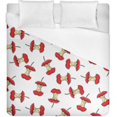 Red Apple Core Funny Retro Pattern Half On White Background Duvet Cover (king Size) by genx