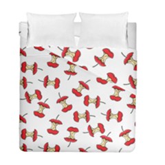 Red Apple Core Funny Retro Pattern Half On White Background Duvet Cover Double Side (full/ Double Size) by genx