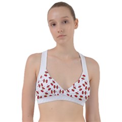 Red Apple Core Funny Retro Pattern Half On White Background Sweetheart Sports Bra by genx