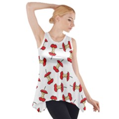 Red Apple Core Funny Retro Pattern Half On White Background Side Drop Tank Tunic by genx