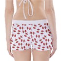 Red Apple Core Funny Retro Pattern Half on white background Boyleg Bikini Wrap Bottoms View2