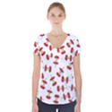 Red Apple Core Funny Retro Pattern Half on white background Short Sleeve Front Detail Top View1